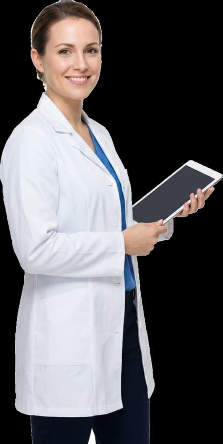 Clinician reviewing billing on a tablet