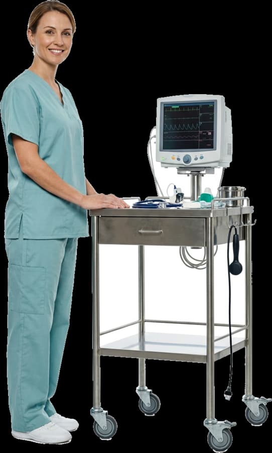 Nurse working at a clinic station during onboarding