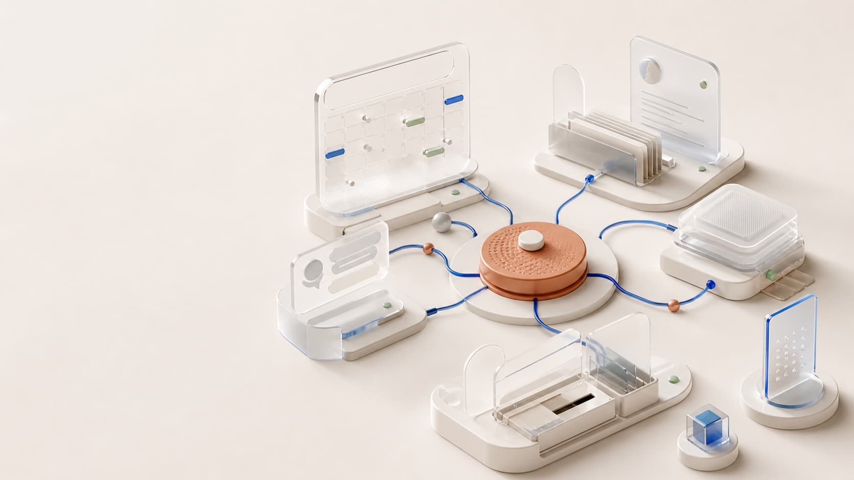 System integration diagram showing connected healthcare systems